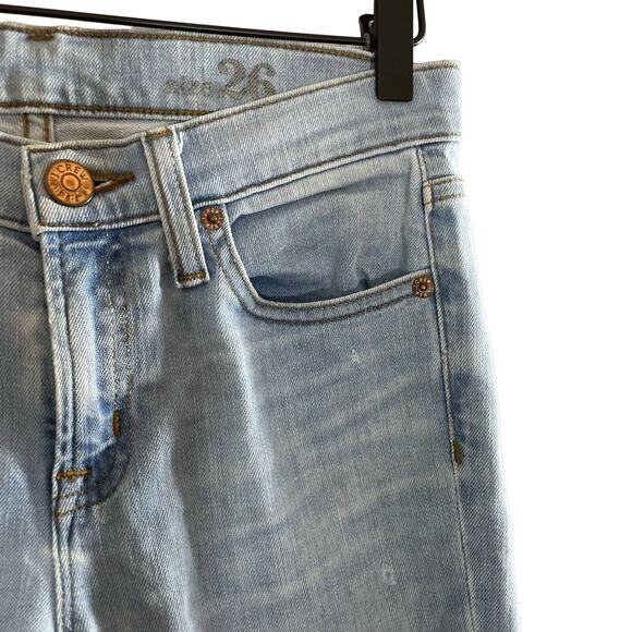 J Crew Toothpick Light Wash Distressed Skinny Jeans - Size 26 - Mid Rise Stretch - Picture 3 of 9
